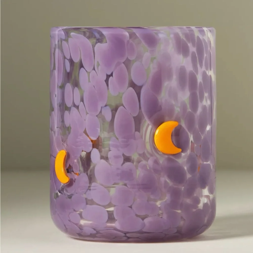 Anthropologie Halloween  Mystic Icon Juice Glass Moon Purple 17 Oz New